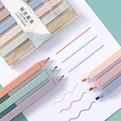6PCS Pastel Highlighters Fluorescent Pen Highlighter