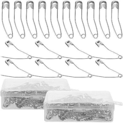 200 Pcs Curved Safety Pins Stainless Steel Quilting Banana
