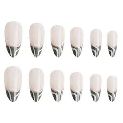 French False Nails Full Cover False Nails Wavy Lines Stick