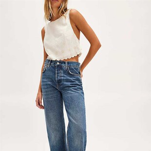 sleeveless lace uptop Summer exposed short with navel floral