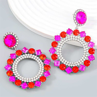Exaggerated Fashion Color Diamond Round Alloy Diamond Rhines