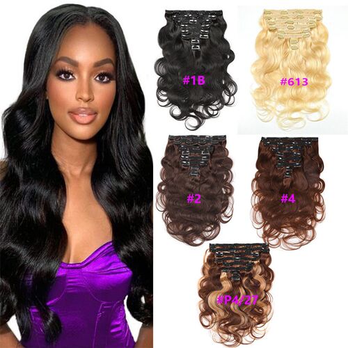 Real-person Hair Wig Body Natural Color Clip In Hair Human H