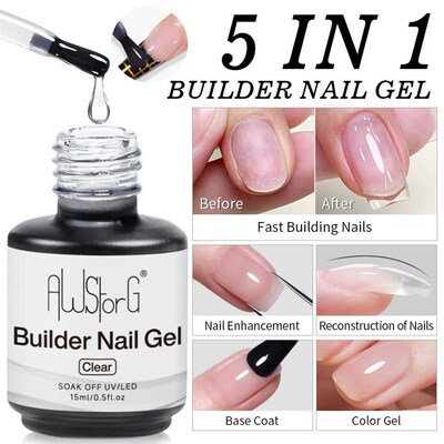AWStorG Construction UV Gel 15ml Clear Builder Nail Gel In A