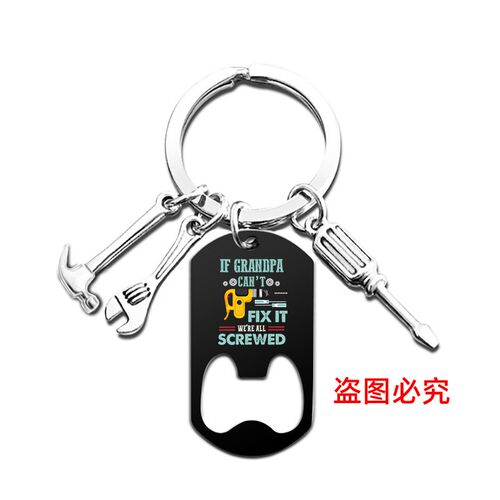 Fathers Day Keychain Stainless Steel Bottle Opener Metal Key
