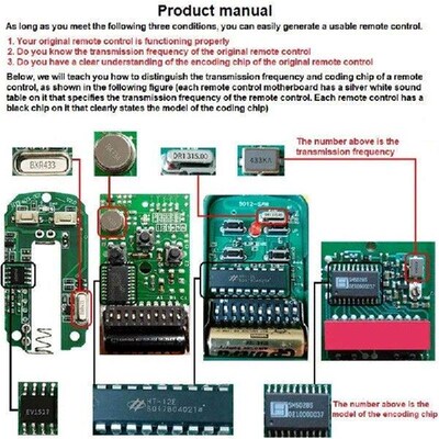 Universal Garage Door Opener Remote Control 433MHZ