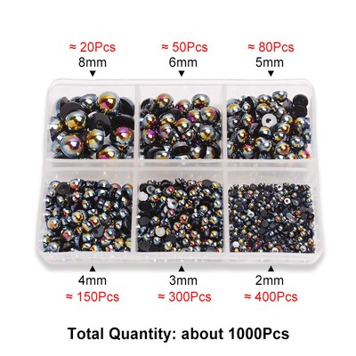 12 grid set mixed size half face pearl nail art rhinestone 6