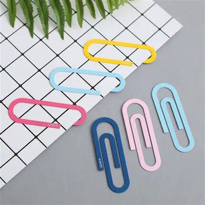 2 Pcs/pack Cute Colorful Small Large Metal Paper Clip Bookma