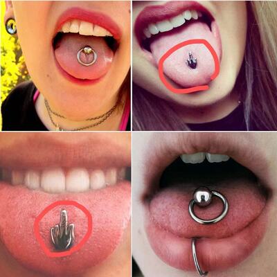 1pc 316l Surgical Steel Middle Finger Gesture Ball Tongue Ba
