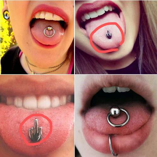 1pc 316l Surgical Steel Middle Finger Gesture Ball Tongue Ba