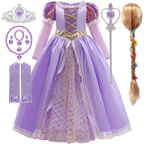 Girls Sleeping Beauty Aurora Cosplay Princess Dress Kids Rap