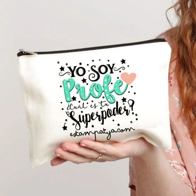 Spanish Printed Makeup Pouch Pencil Case Teacher Life School