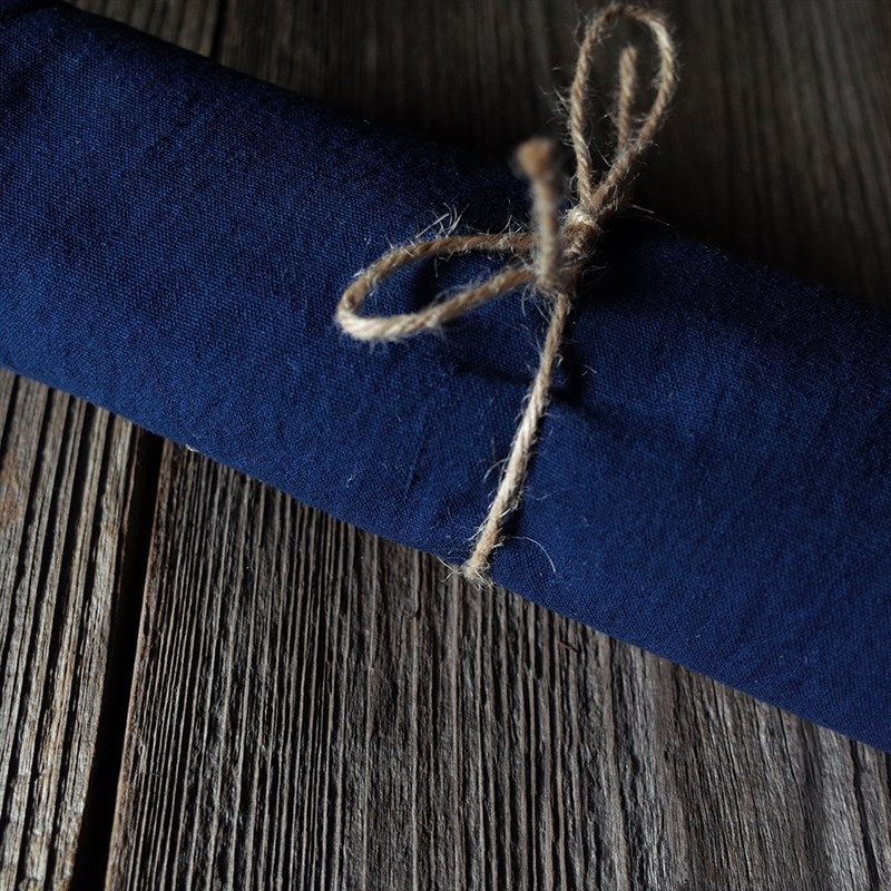 倚山人蓝染色手工织土棉布手缝刺子绣茶席茶巾层长方形桌旗,居家布艺,桌旗,淘宝优惠券,粉丝福利购,淘宝优惠卷