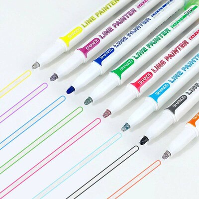 12pcs Color Double Line Contour Pens, Contour Metal Marker D
