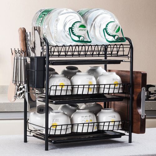 Dish rack kitchen shelf floor drain rack tableware storage
