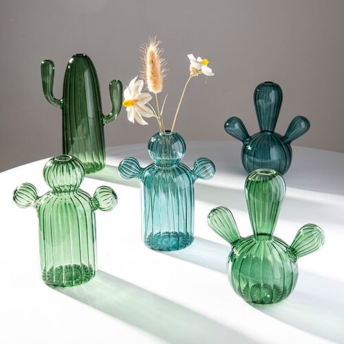 Cactus Shaped Glass Vase for Plant Creative Vase Decoration