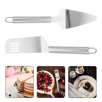 2 Pcs Scoop Stainless Steel Pizza Spatula Steak Shovels