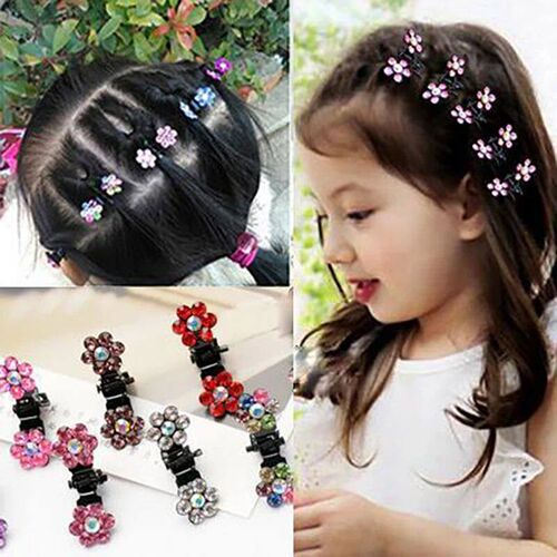 12PCS/Lot Girls Small Cute Crystal Flowers Metal Hair Claws