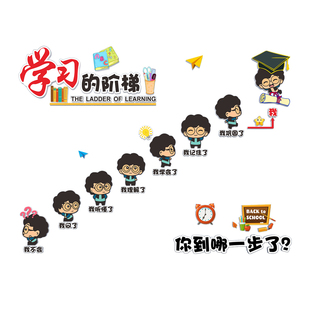 楼梯励志墙贴小学生学习标语小学教室文化语录中学生中考激励文字