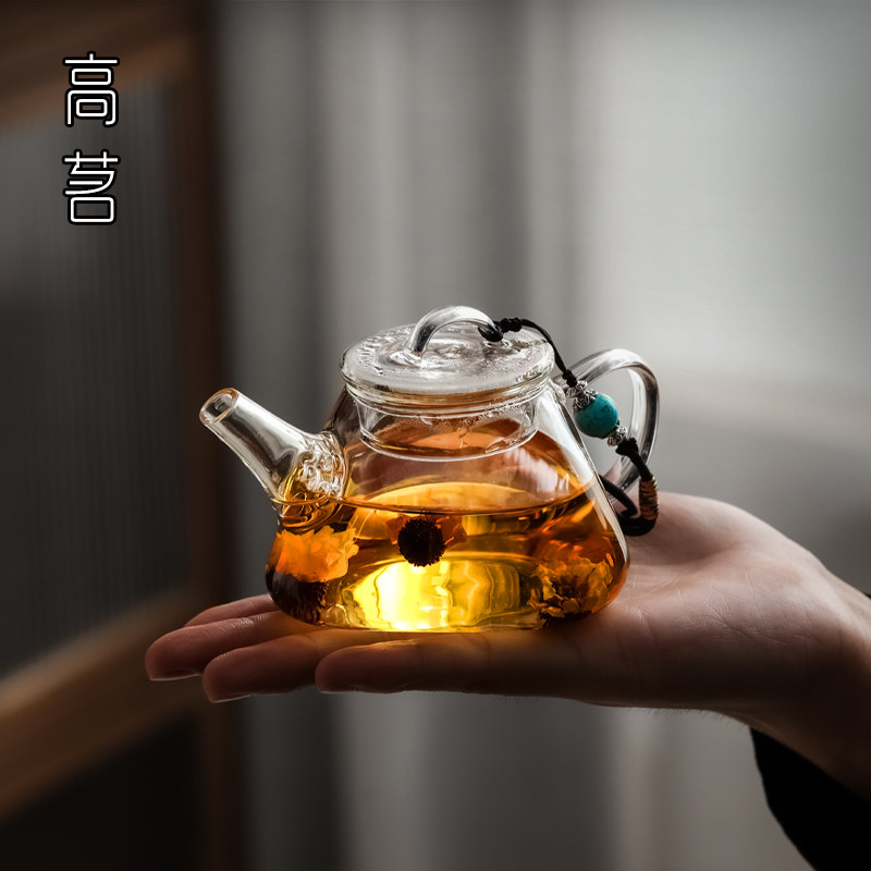 高茗严选喝茶小茶壶家用耐热玻璃功夫茶具单壶一人用对嘴喝200ML