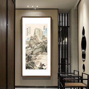 傅抱石山水画万松山馆图客厅装饰画书房茶室玄关壁画走廊过道挂画