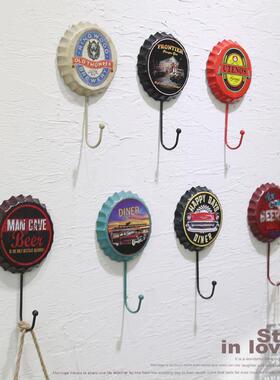 新款复古创意啤酒盖挂钩个性衣钩试衣间衣帽钩铁艺装饰品壁饰