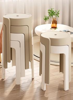 家用凳子加厚塑料可叠放摞叠餐桌板凳风车凳高圆凳胶凳子椅子