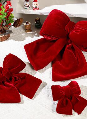 2025跨境热销圣诞树装饰品圣诞蝴蝶结手工diy立体红色丝绒蝴蝶结