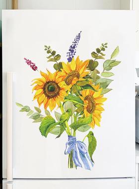 FX-F132新彩绘向日葵插花卧室家居柜子墙面装饰可移除墙贴纸自粘