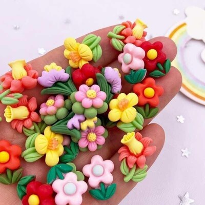Colorful Various Resin Painted Kawaii Mini Cute A Flower Fla