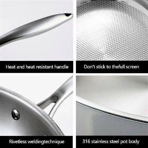 28/30cm Five Layer Flat Frying Pan Food Grade 304 Stainless