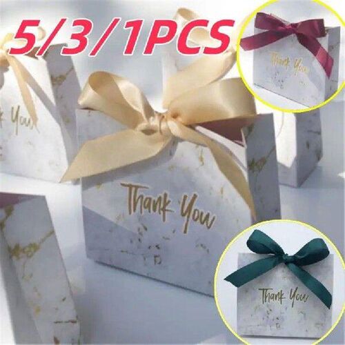 5/3/1PCS Creative Mini Grey Marble Gift Bag Box for Party