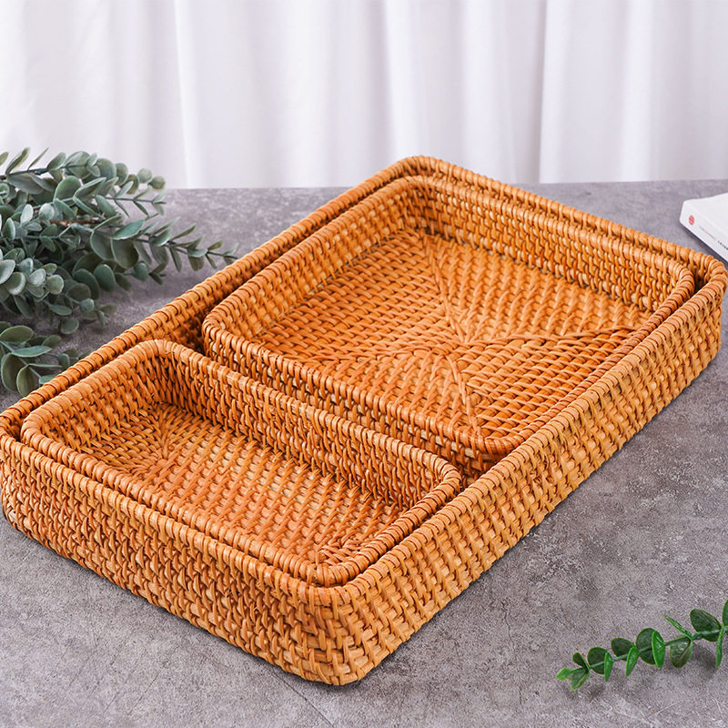 越南藤编收纳篮长方形多功能杂物酒店居家创意毛巾托茶盘果盘,收纳整理,收纳筐,淘宝优惠券,粉丝福利购,淘宝优惠卷
