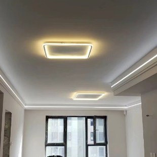 成品眼皮石膏线带灯槽客厅免吊顶平板线造型角线极简条发光装饰