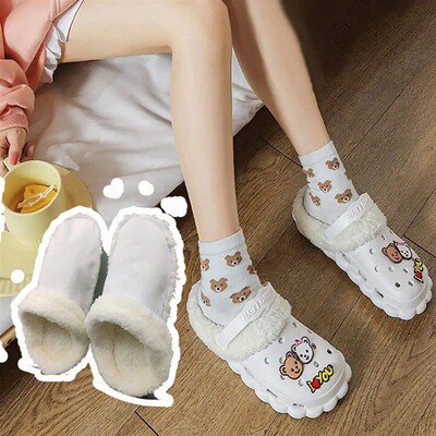 1 Pair Winter Warm Pluh Inole Shoe Charm for Croc Hole Shoe