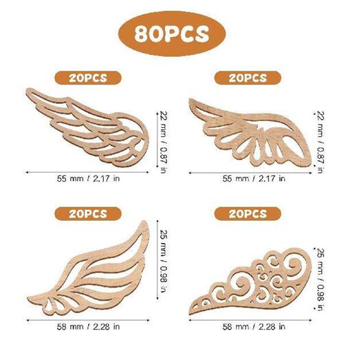 80 Pcs Angel Wings Craft Supplies Embellishments Ornaments
