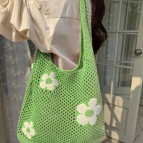 Crochet Tote Bag Flower Pattern Crochet Mesh Beach Tote Bag