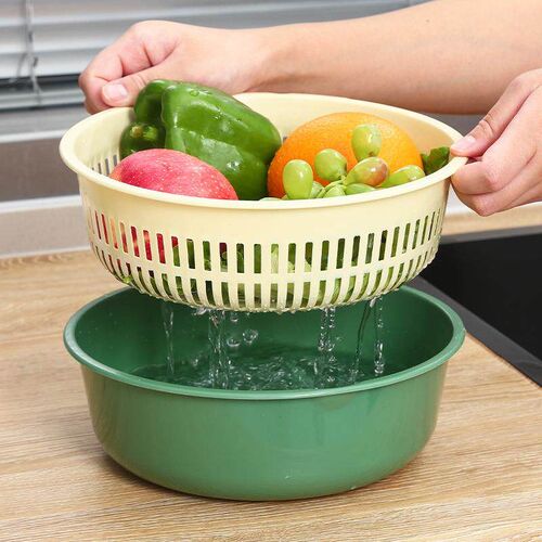 Double-layer thickened vegetable washing and draining basket