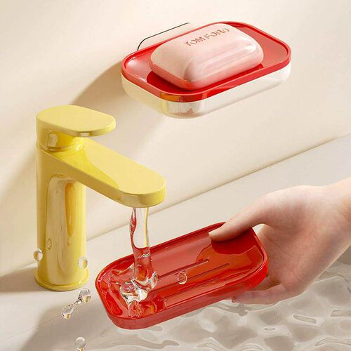 Luxury Soap Dish Wall-Mounted Drill-Free for Home Bathroom,