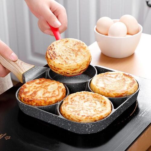 4 Hole Omelet Pan 适用于 Burger Eggs Ham Pancake Maker Woode