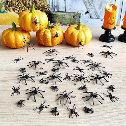 60/90/120pcs Realistic Plastic Spiders 3 Sizes Small Spider