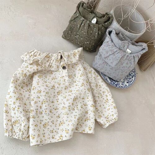 2025 Baby Clothes Baby Girl Soft Floral Base Shirt Ins Long