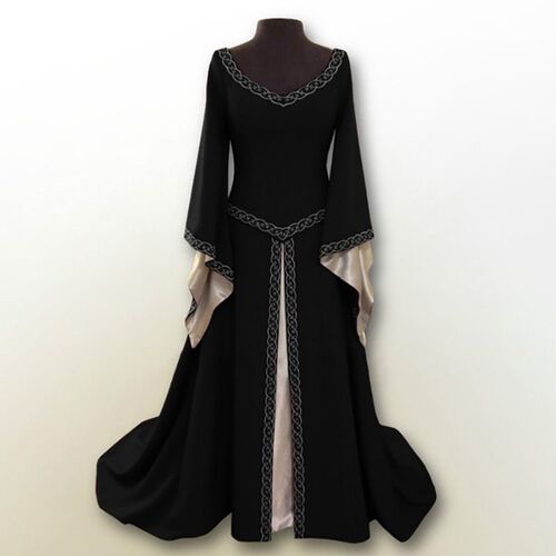 Womens Medieval Renaissance Vintage Long Dress Celtic Queen