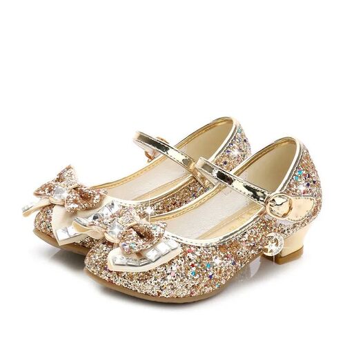 Princess Kids Leather Shoes for Girls Flower Casual Glitter