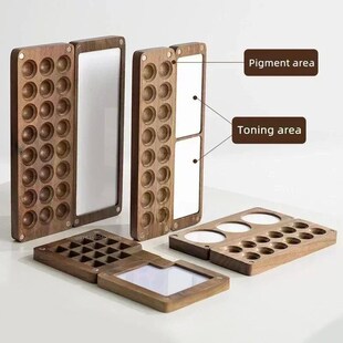 Portable Wooden Handmade Watercolor Paint Palette Empty Magn