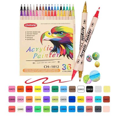 Double Ended Acrylic Marker 12/24/36 Color Waterproof Art Su
