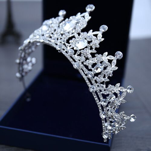 Wedding Hair Tiara Crystal Bridal Tiara Crown Silver Color D