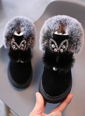 Girls Princess Snow Boots, Sapatos esportivos de couro infan