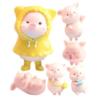 Miniature Resin Pig Cake Toppers Water Resistant