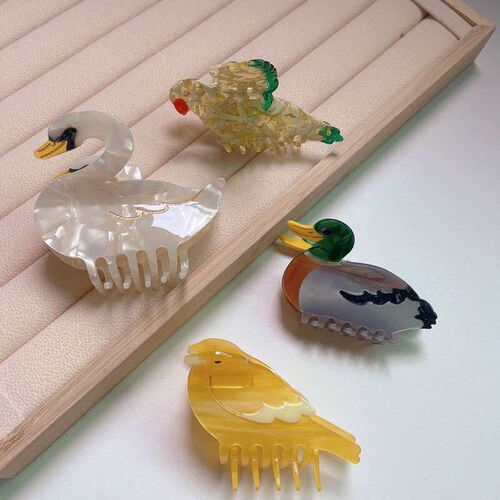 Animal tic Acid Hairpin Color Parrot Bird Grab Clip Cute Swe