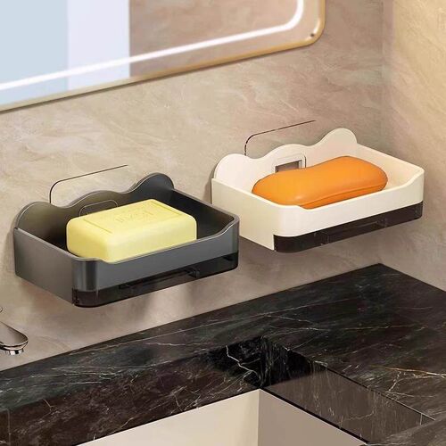 No-drill soap holder wall-mounted double-layer soap draining
